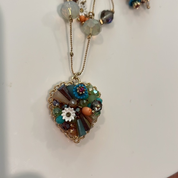 BETSEY JOHNSON WEAVE SEW Layering Heart Pendant Necklace BRAND NEW - Picture 3 of 8